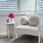 Round Cross Side Table - Carrara Marble | Natural Stone Co. gallery detail image