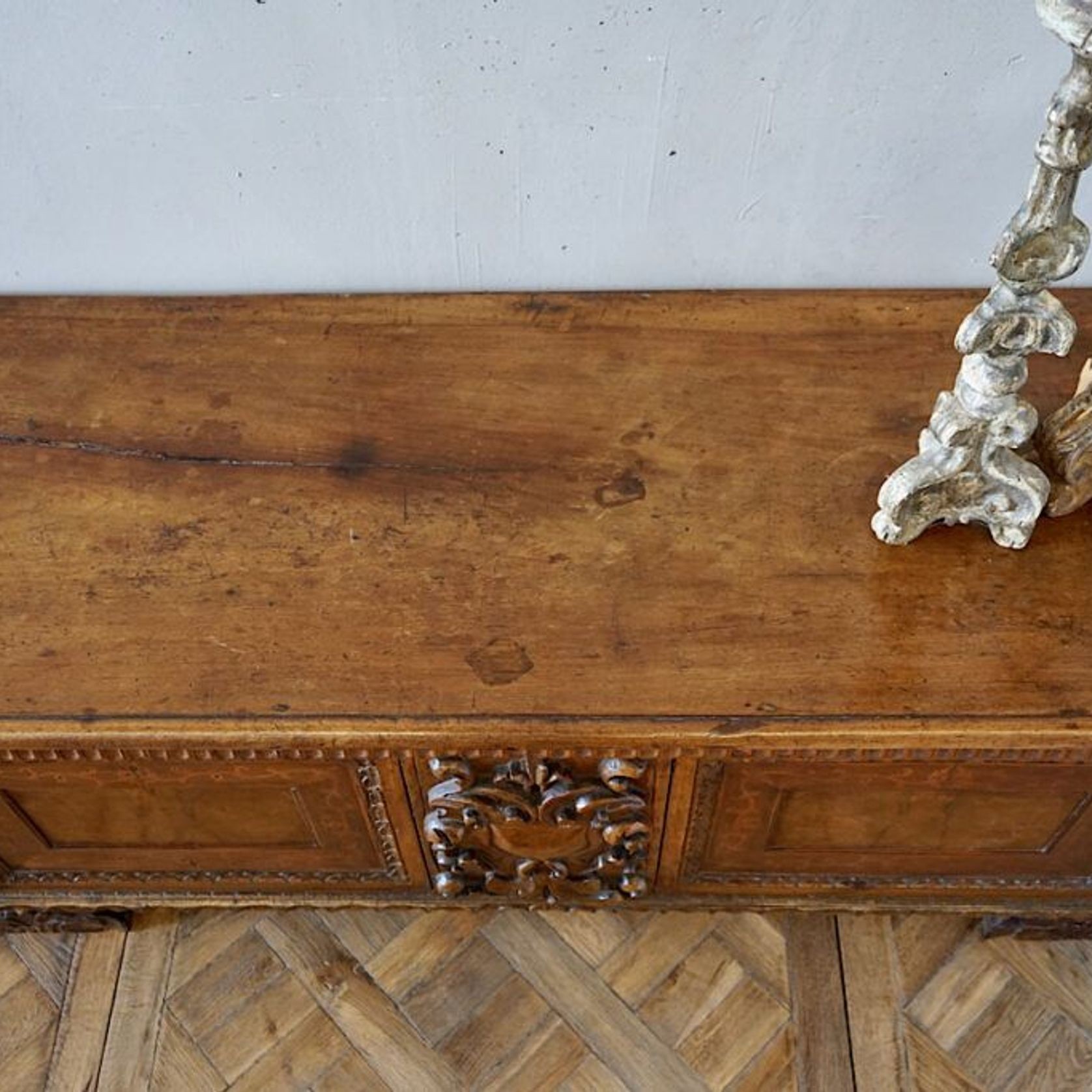 Italian 17th Century Blond Walnut Cassone Chest gallery detail image