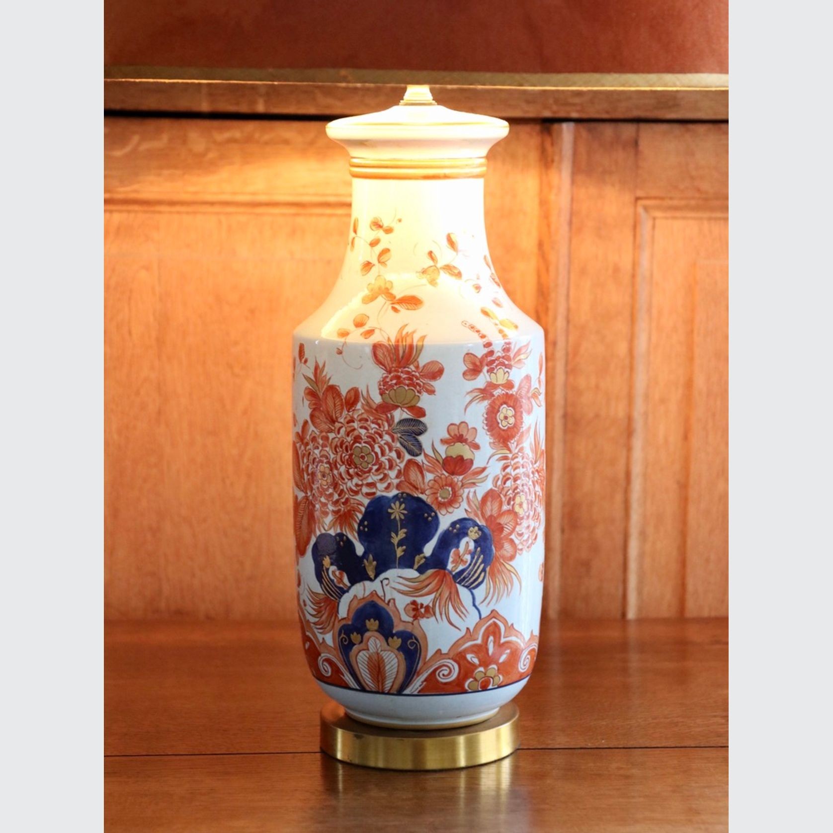 A Mid Century Royal Delft Imari Pijnacker Vase Lamp gallery detail image