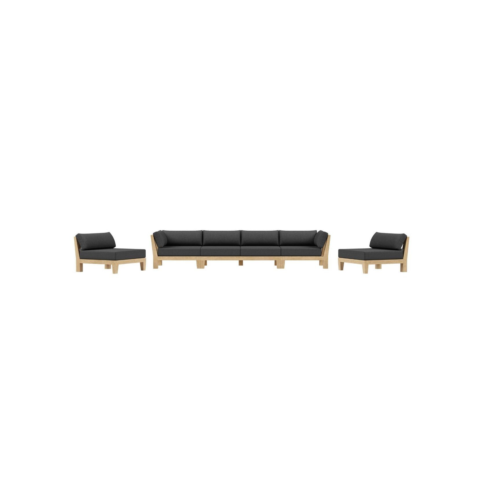 Newport Teak Outdoor Sofa with Armless Chairs - 6 Seat gallery detail image