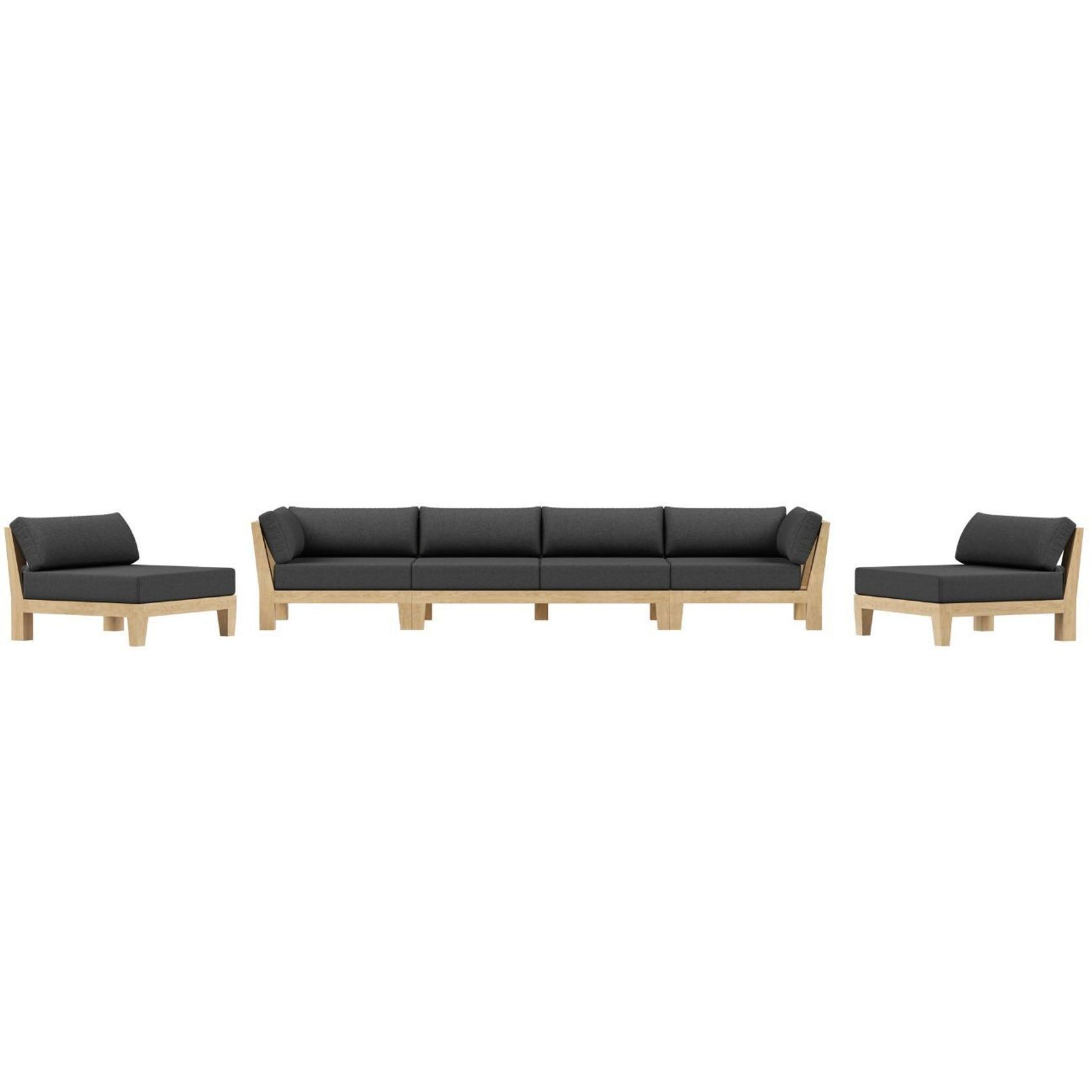 Newport Teak Outdoor Sofa with Armless Chairs - 6 Seat gallery detail image