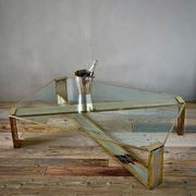 1970s Chrome & Brass Coffee Table by Romeo Rega gallery detail image