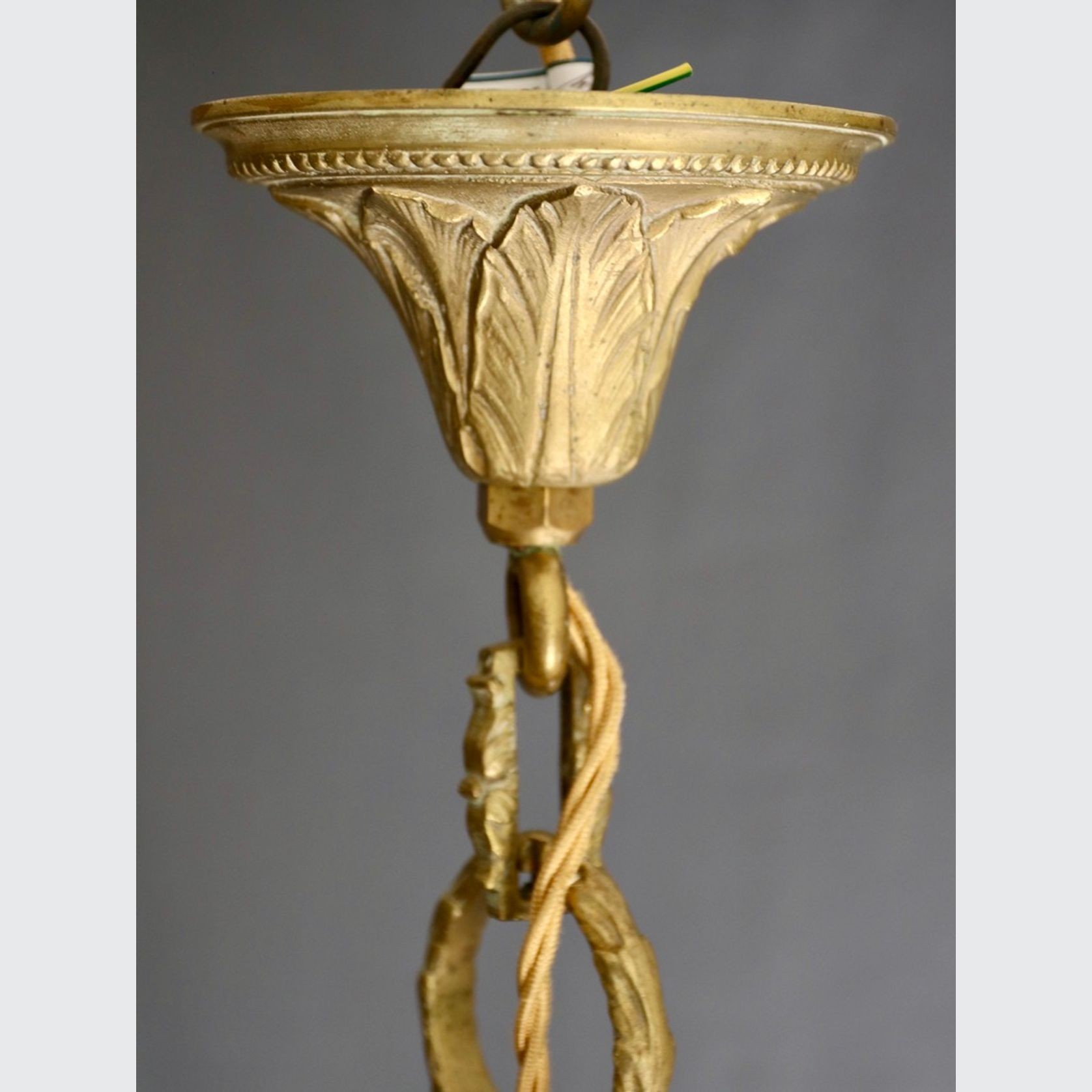 Val St Lambert Lantern in Brass and Satin Cut Glass gallery detail image