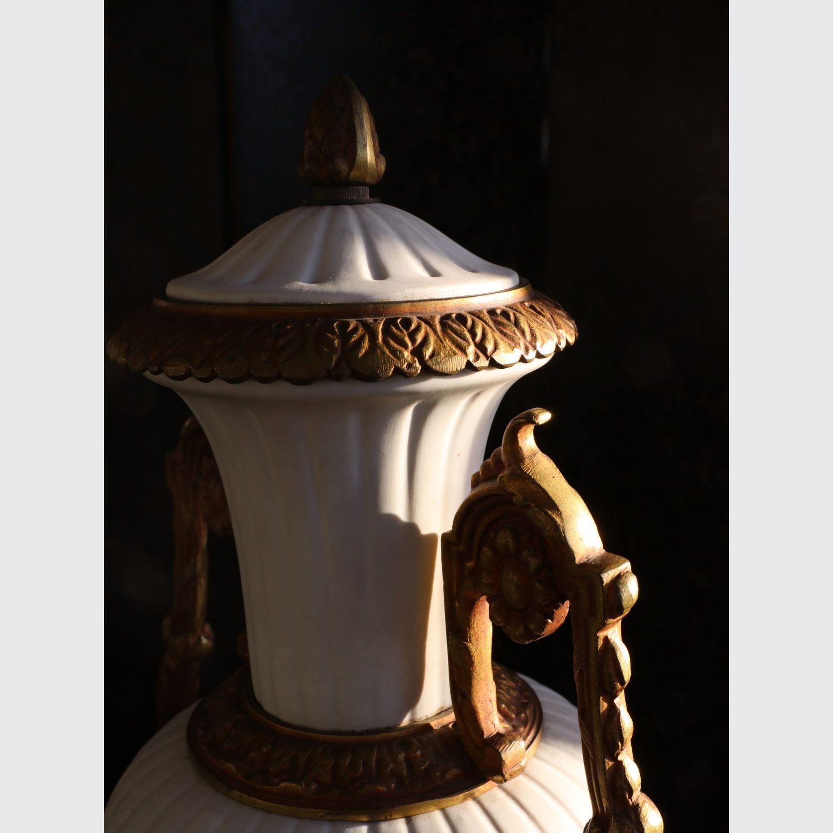 Pair of Louis XVI Style Lidded Earthenware Vases gallery detail image