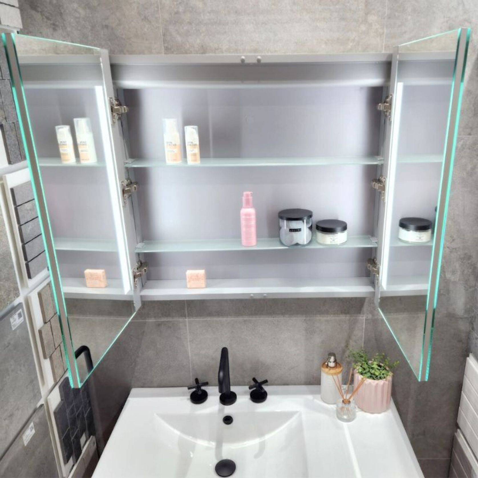 Remer Amber Shaving Cabinet with Frontlit LED Light gallery detail image
