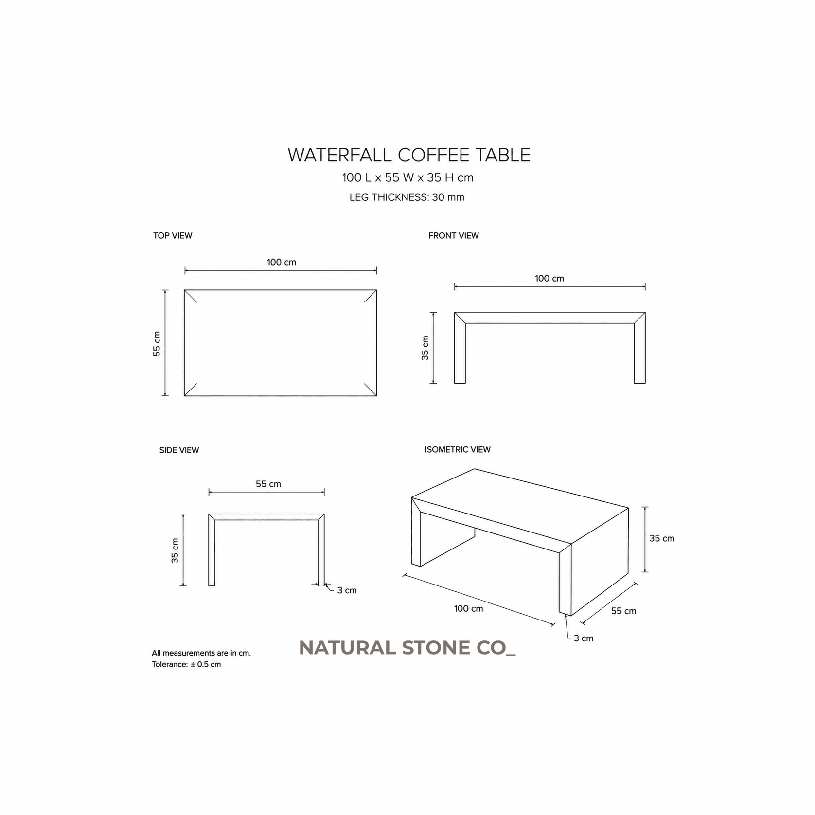 Waterfall Coffee Table - Milky Blue Marble gallery detail image