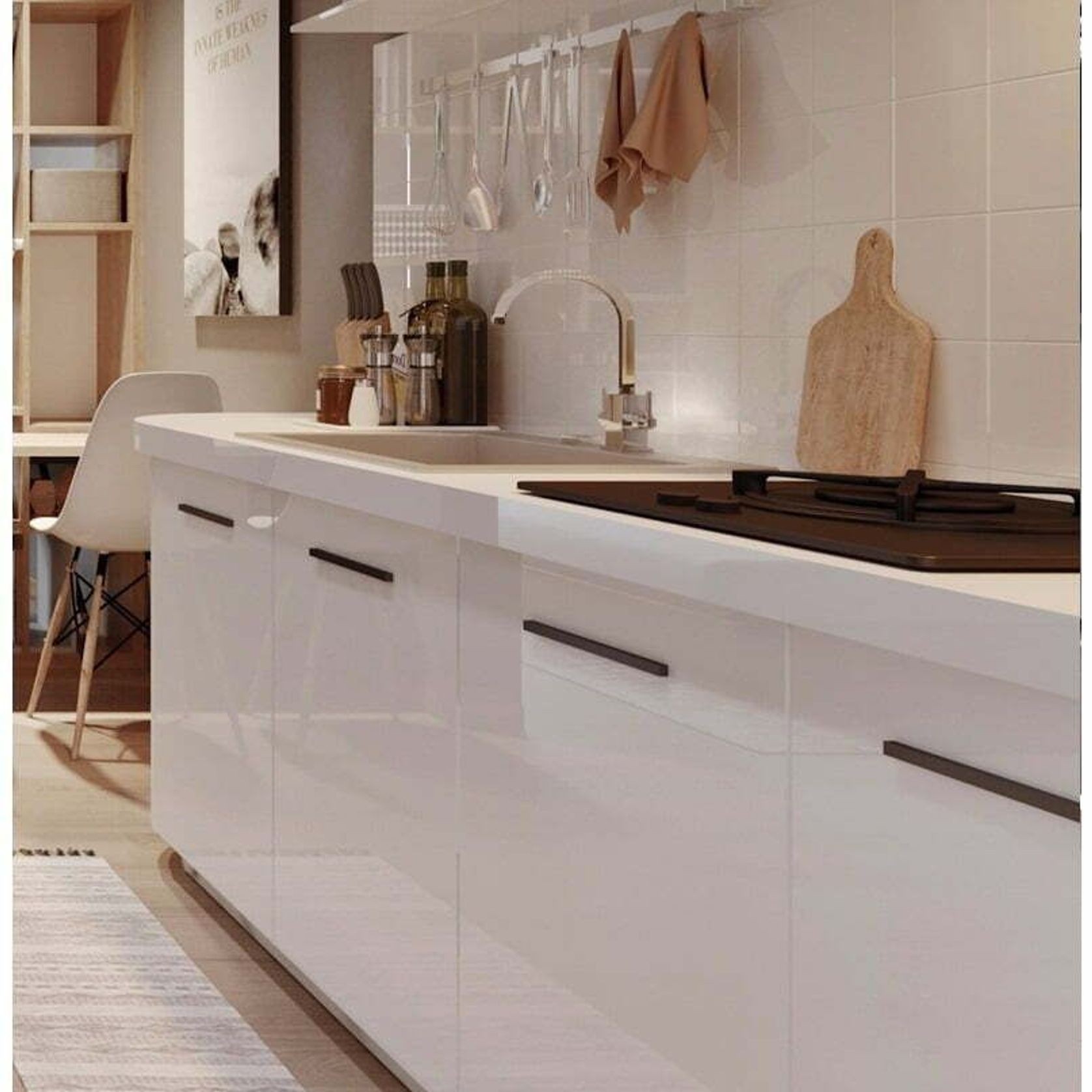 Kitchen Finger Pull Handle Nowra Matt black /Brushed brass/Brushed nickel gallery detail image