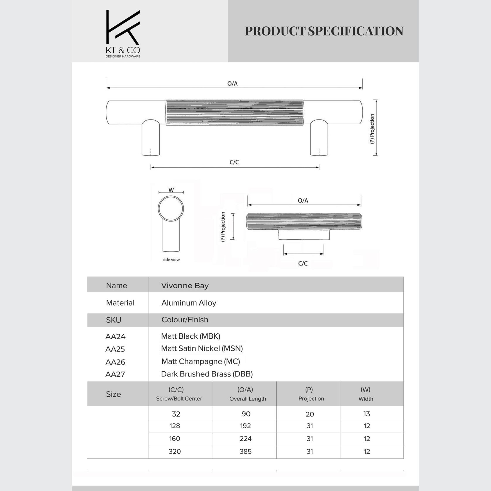 KT&CO Kitchen handles Stripe Vivonne Bay matt black / satin nickel / dark brushed brass/ champagne gallery detail image