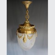 Val St Lambert Lantern in Brass and Satin Cut Glass gallery detail image