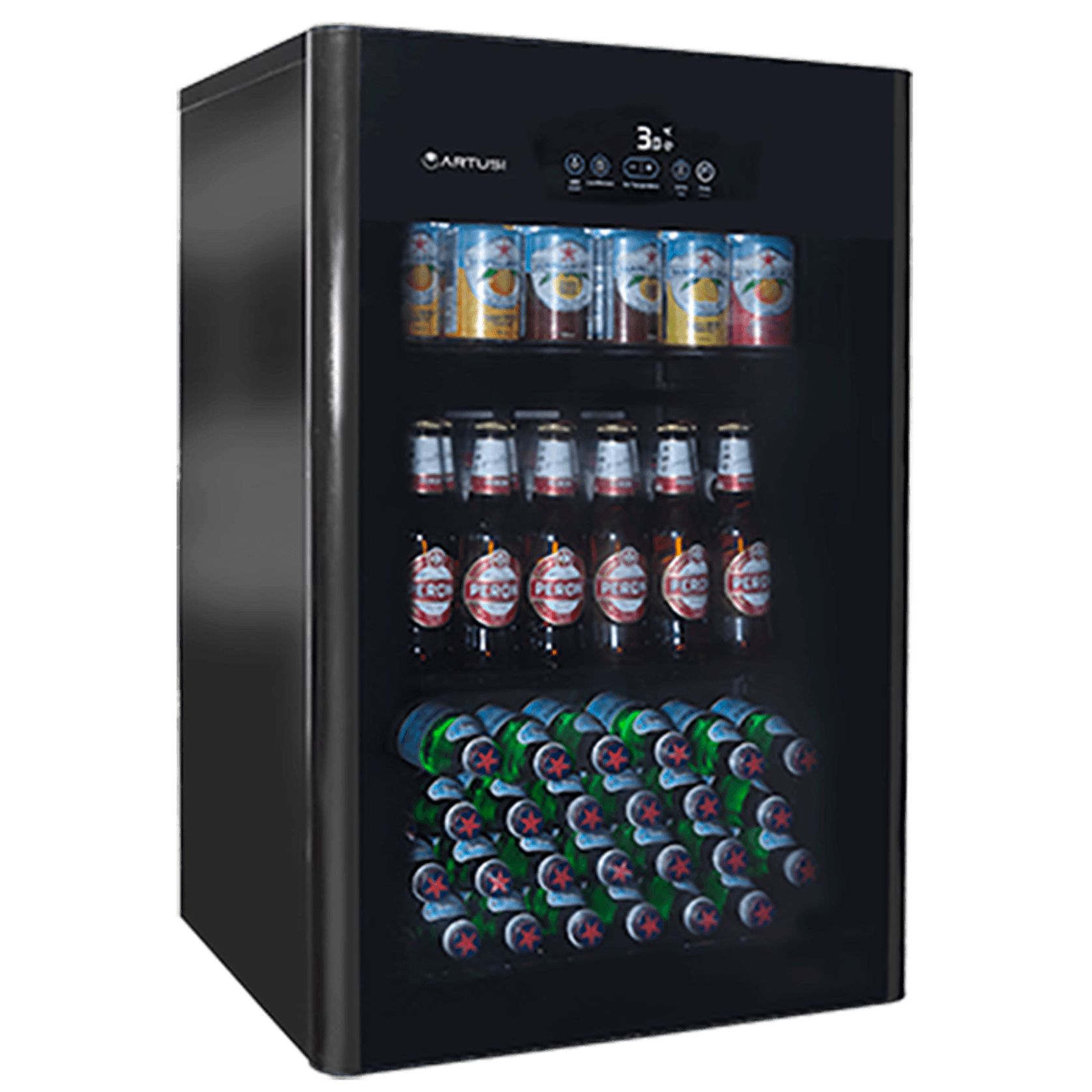 Artusi 100L Freestanding Bar Fridge/ Beverage Centre - Black Glass Door gallery detail image