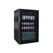 Artusi 100L Freestanding Bar Fridge/ Beverage Centre - Black Glass Door gallery detail image