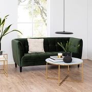 KOLINA Glass Marble Round Coffee Table 80cm - White/ Gold Chrome gallery detail image