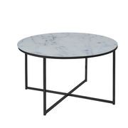 KOLINA Glass Marble Round Coffee Table 80cm - White gallery detail image