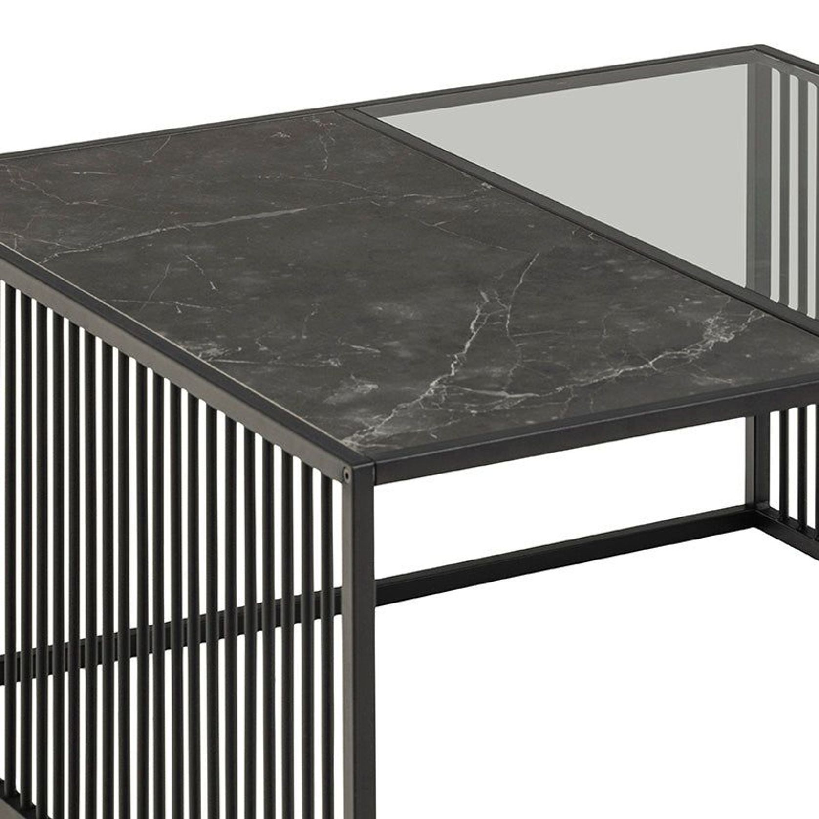 STRINGTON Square Coffee Table 80cm - Black Marble Effect gallery detail image