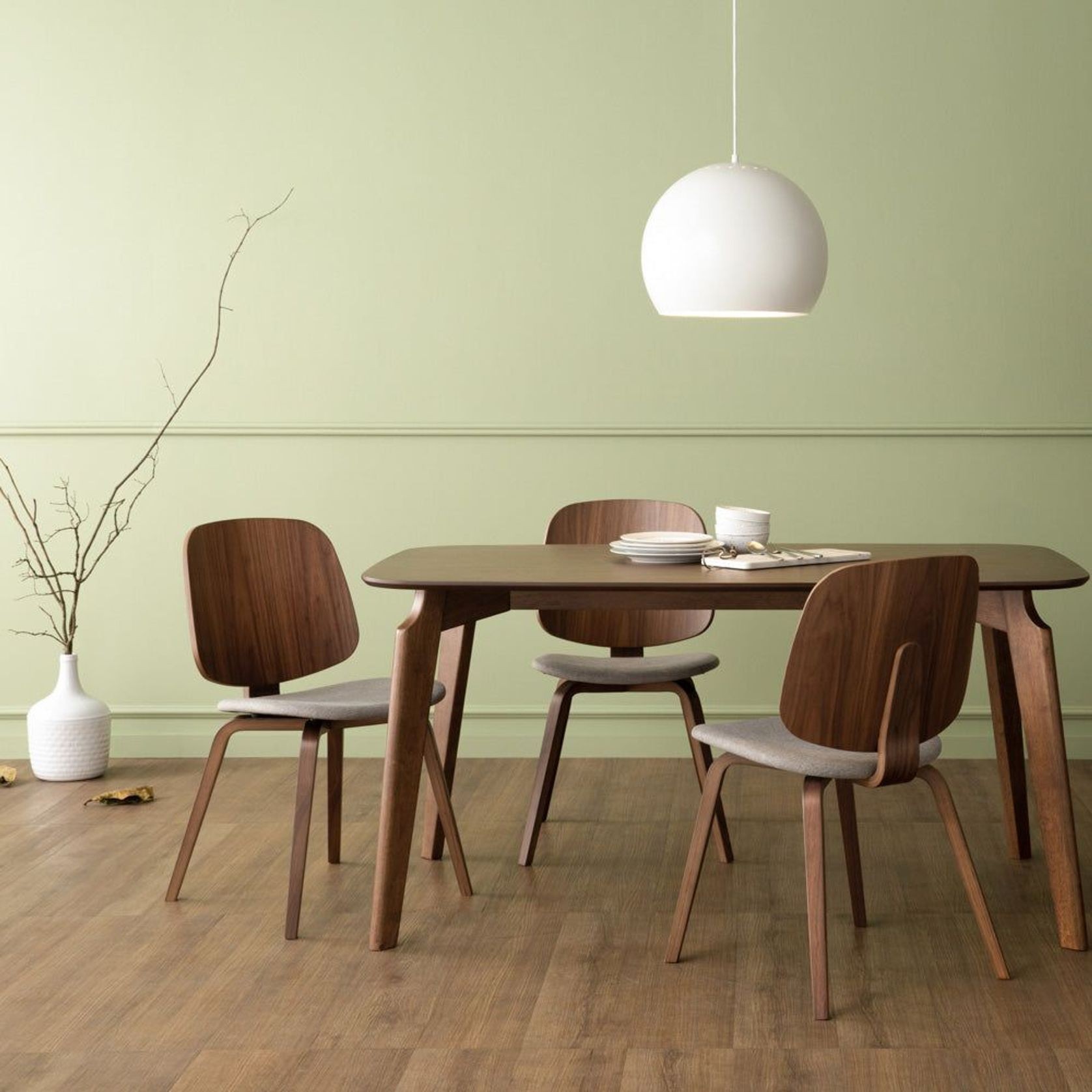 AVARIE Dining Chair - Grey & Walnut gallery detail image