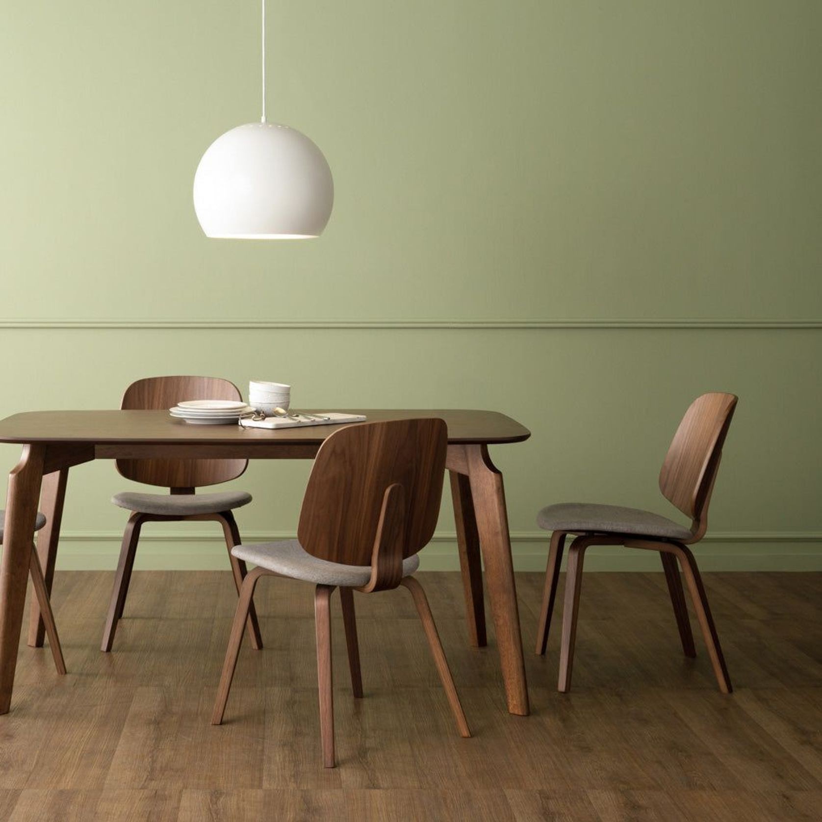 AVARIE Dining Chair - Grey & Walnut gallery detail image