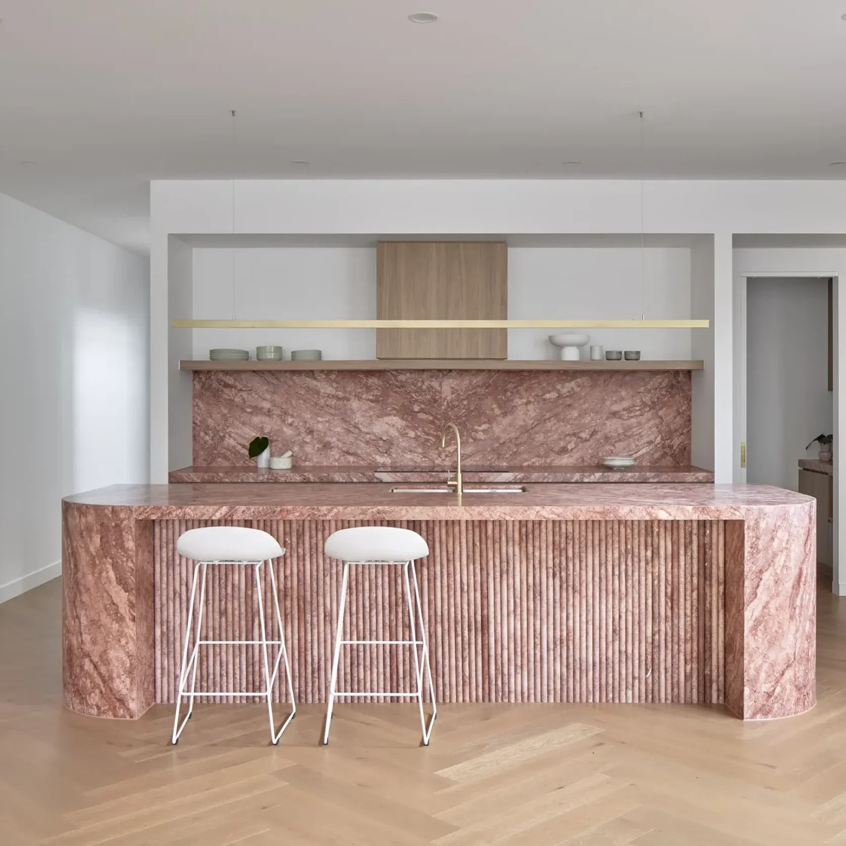 Flamingo Pink Cross Cut Travertine Benchtop gallery detail image