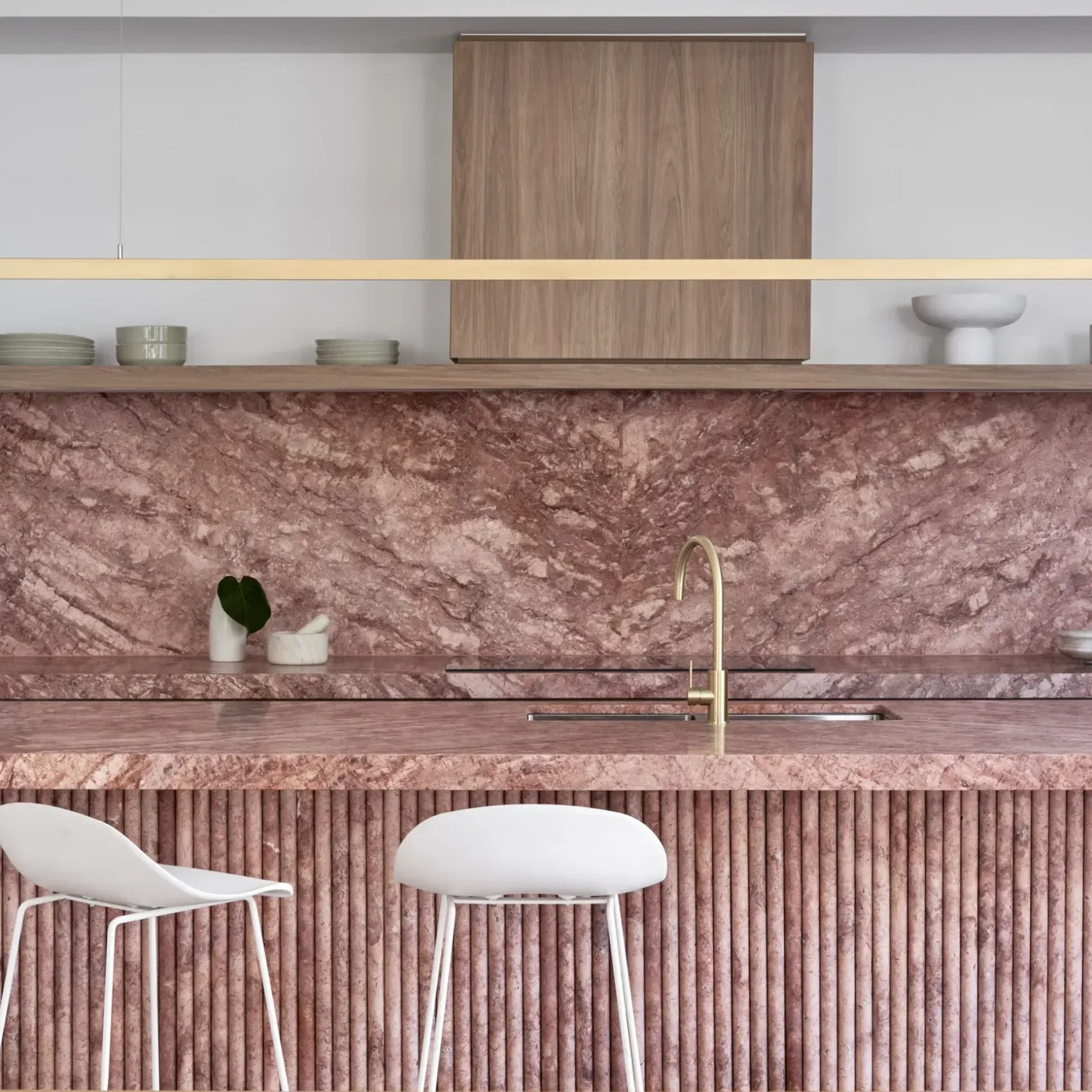 Flamingo Pink Cross Cut Travertine Benchtop gallery detail image
