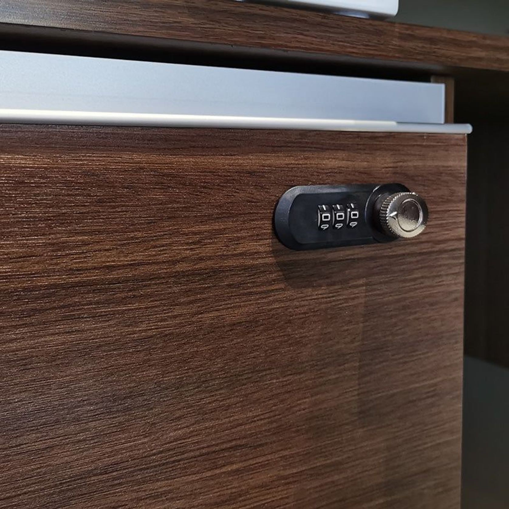 ANDERS Executive Desk Reversible Return 2.4M - Australian Gold Oak & Beige gallery detail image