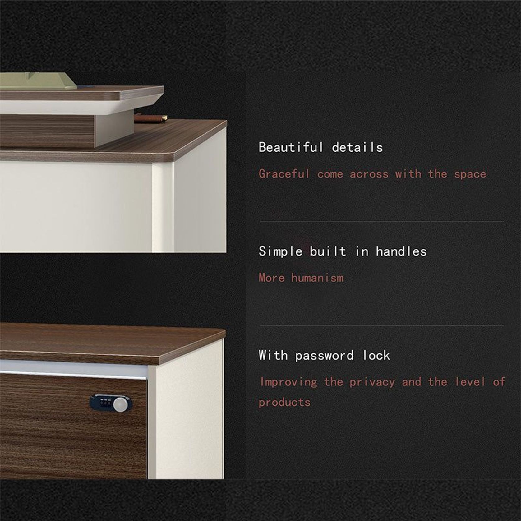 ANDERS Executive Desk Reversible Return 2.4M - Australian Gold Oak & Beige gallery detail image