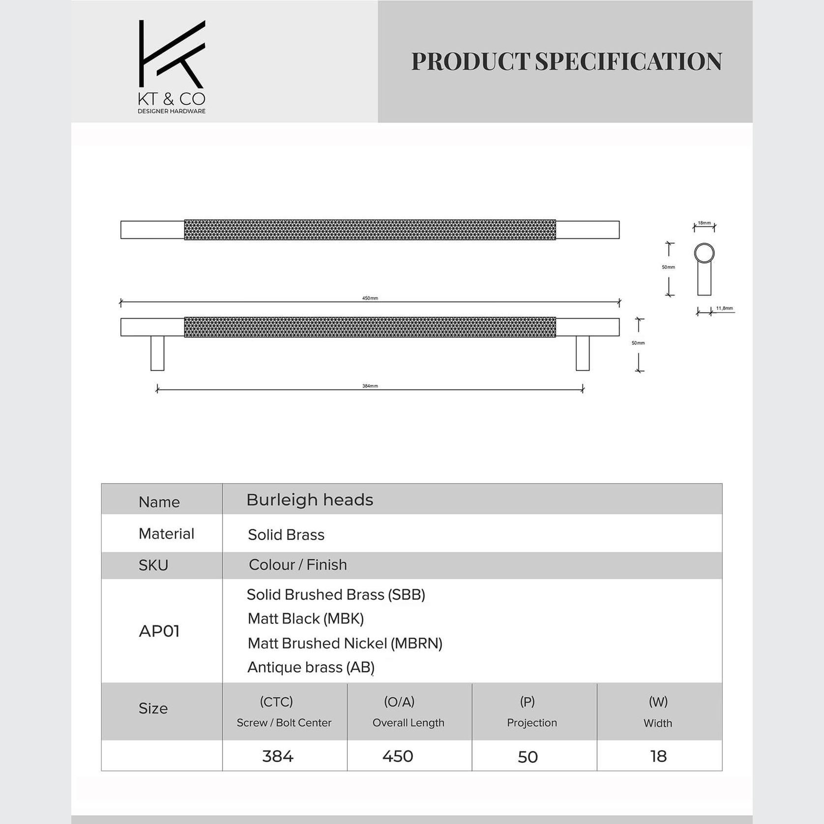 Burleigh Heads Solid Brass Appliance Pull Handles gallery detail image