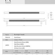 Appliance Pull handles Black / Brass / Nickel / antique aged brass burleigh heads gallery detail image