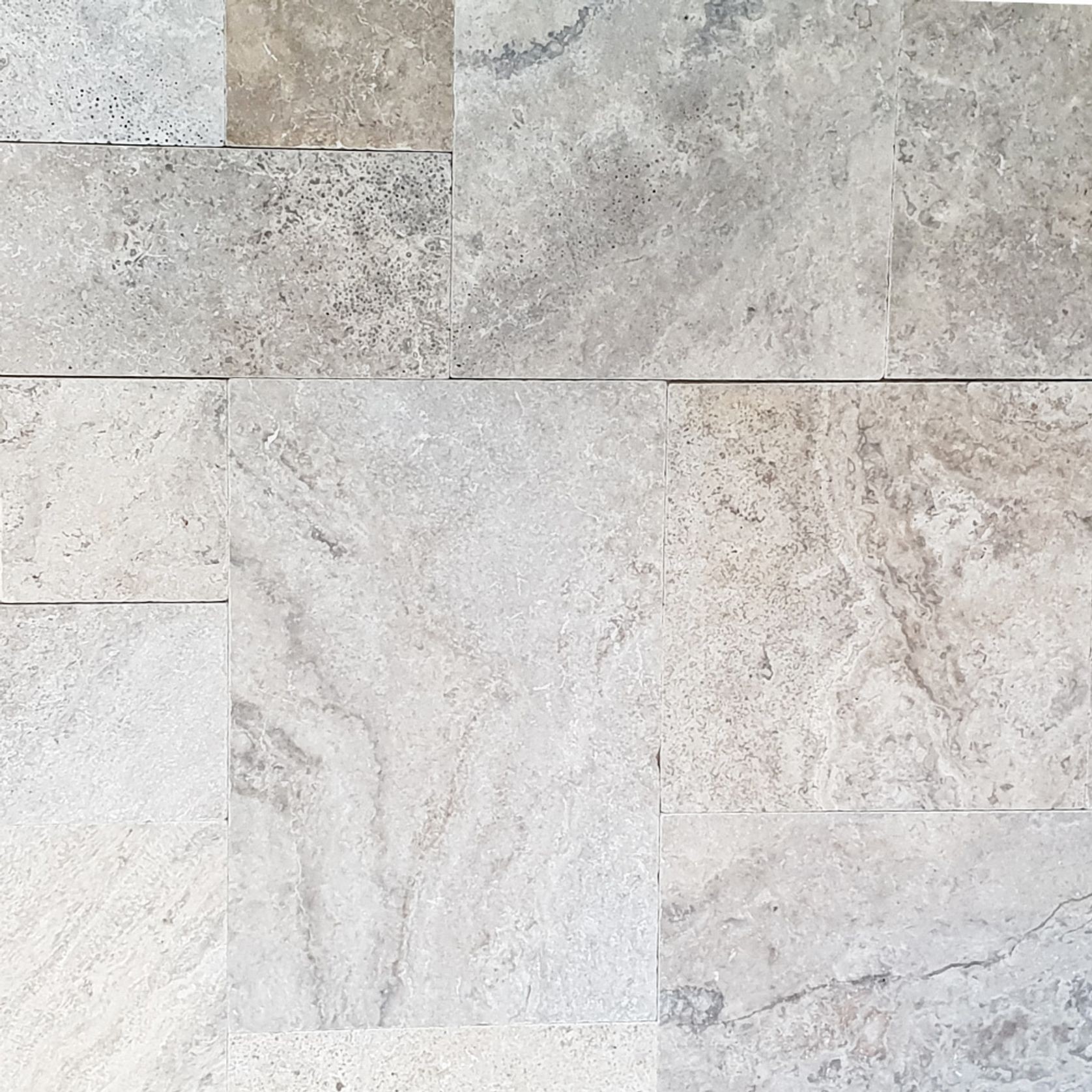 12mm Aqua Silver Travertine French Pattern Tiles gallery detail image