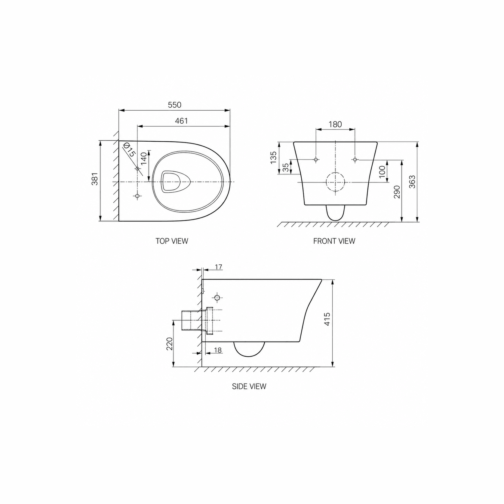 Signature Hygiene Rim Wall Hung Pan with Std Seat gallery detail image