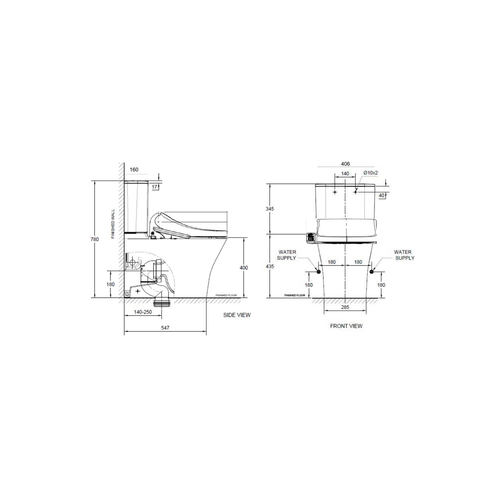 Signature Hygiene Rim CCBTW - Bottom Inlet with SpaLet E-Bidet Seat gallery detail image