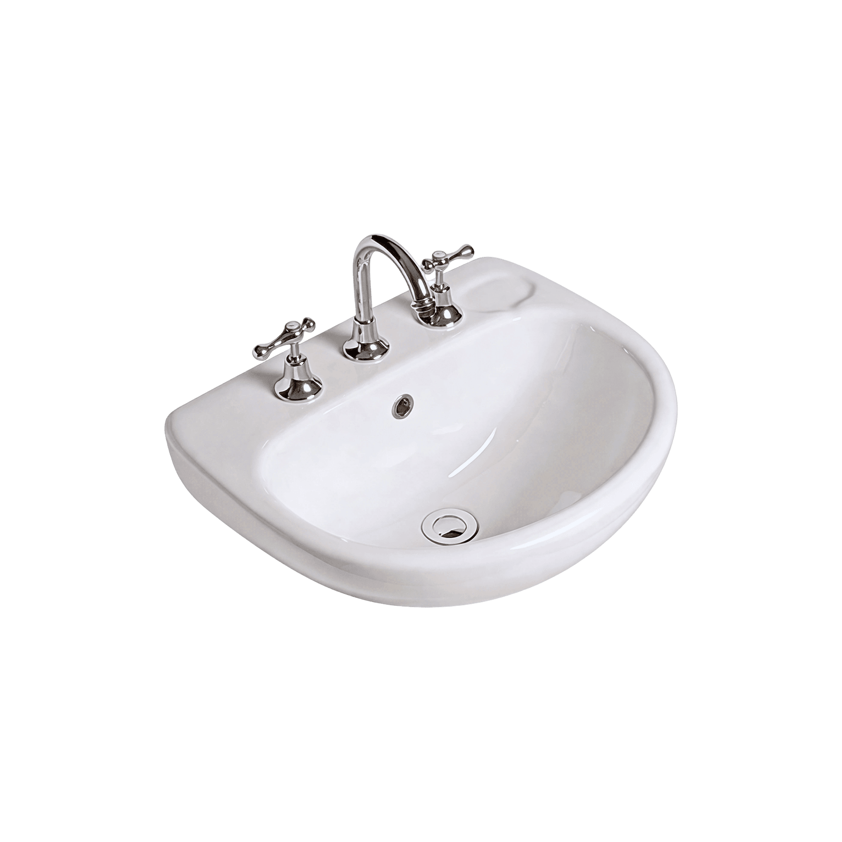 Studio 500 Wall Basin - 3 Tap Hole - Overflow - Inc Fixing Kit gallery detail image