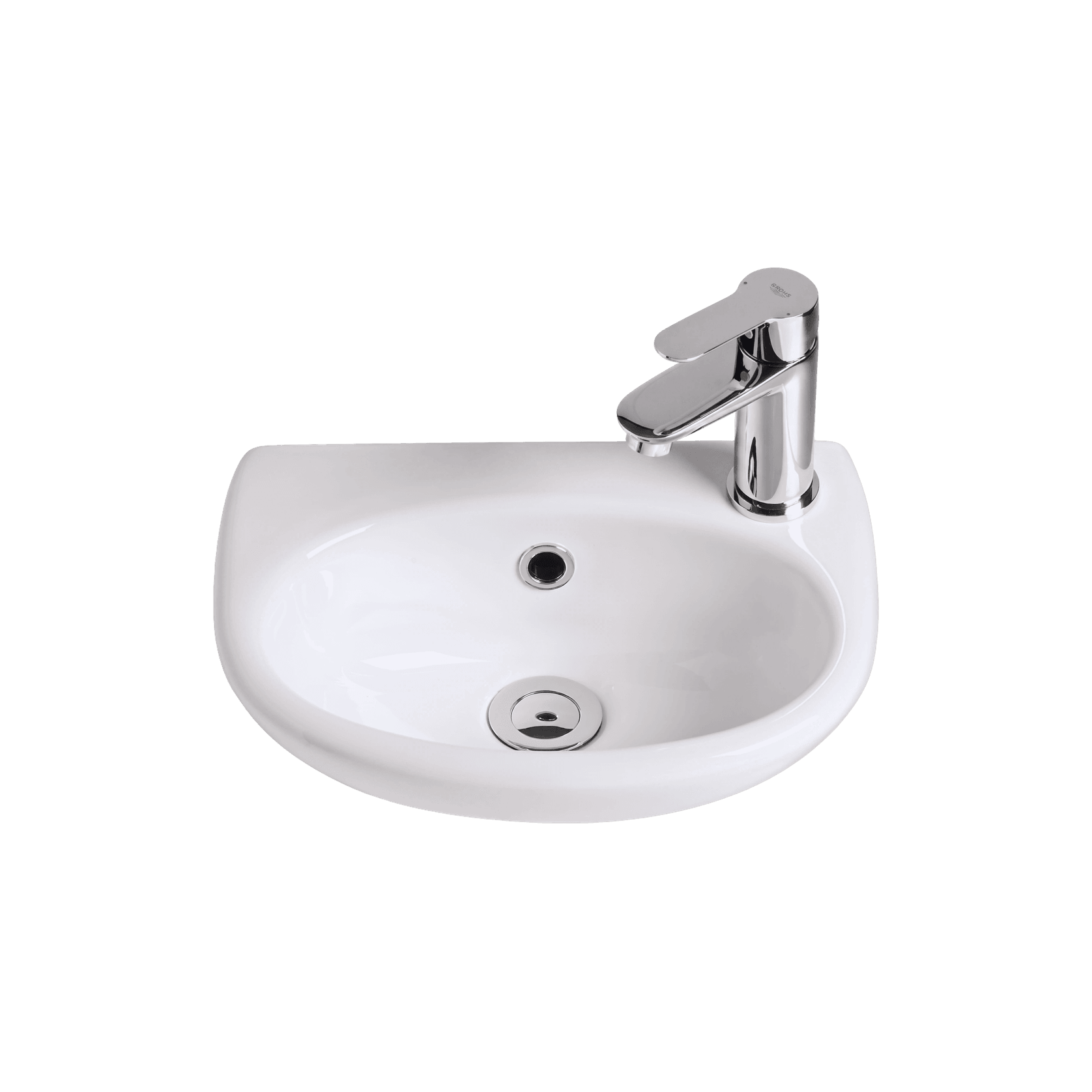 Studio 350 Wall Basin - 1 Tap Hole - Overflow - Inc Fixing Kit gallery detail image