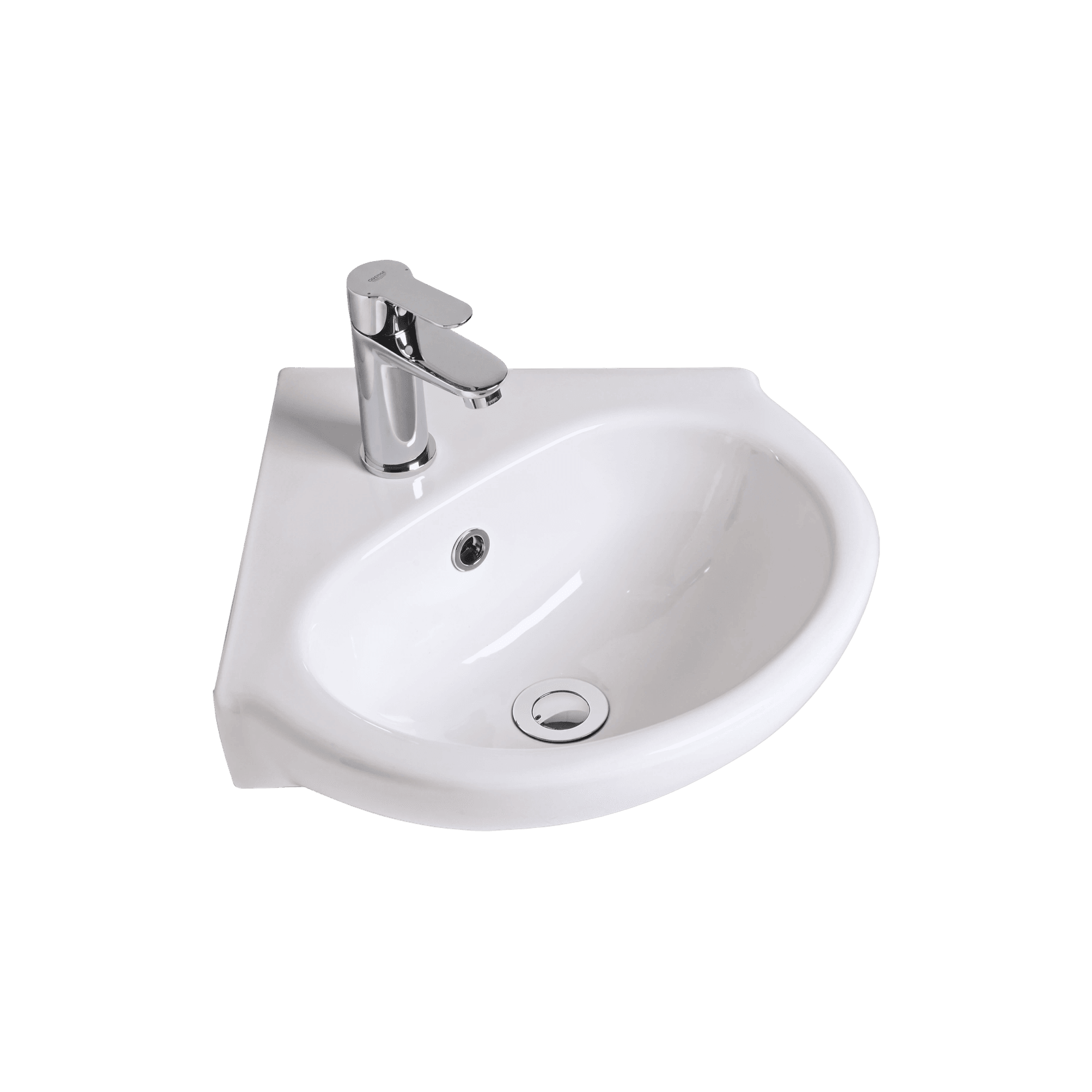 Studio 450 Corner Wall Basin - 1 Tap Hole Overflow - Inc Fixing Kit gallery detail image