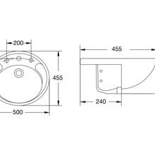 Studio 500 Semi Recessed Basin - 3 Tap Hole Overflow - Inc Fixing Kit gallery detail image