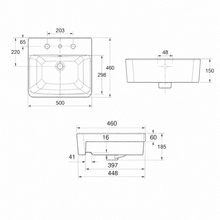 Heron Square 500 Semi Recessed Basin - 1 Taphole - Overflow gallery detail image