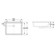Heron Square 500 Under Counter Basin - Overflow gallery detail image
