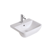 Cygnet 500 Semi Recessed Basin - 1 Taphole - Overflow gallery detail image
