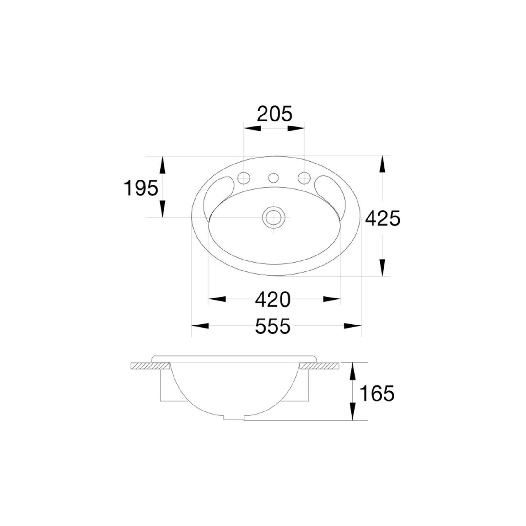 Studio 550 Vanity Basin - 3 Tap Hole - Overflow - Inc Fixing Kit gallery detail image