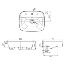 Signature 550 Semi Recessed Basin - 1 Tap Hole - Overflow gallery detail image