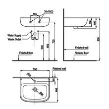 Loven 550 Wall Hung Basin - 1 Tap Hole - Overflow gallery detail image