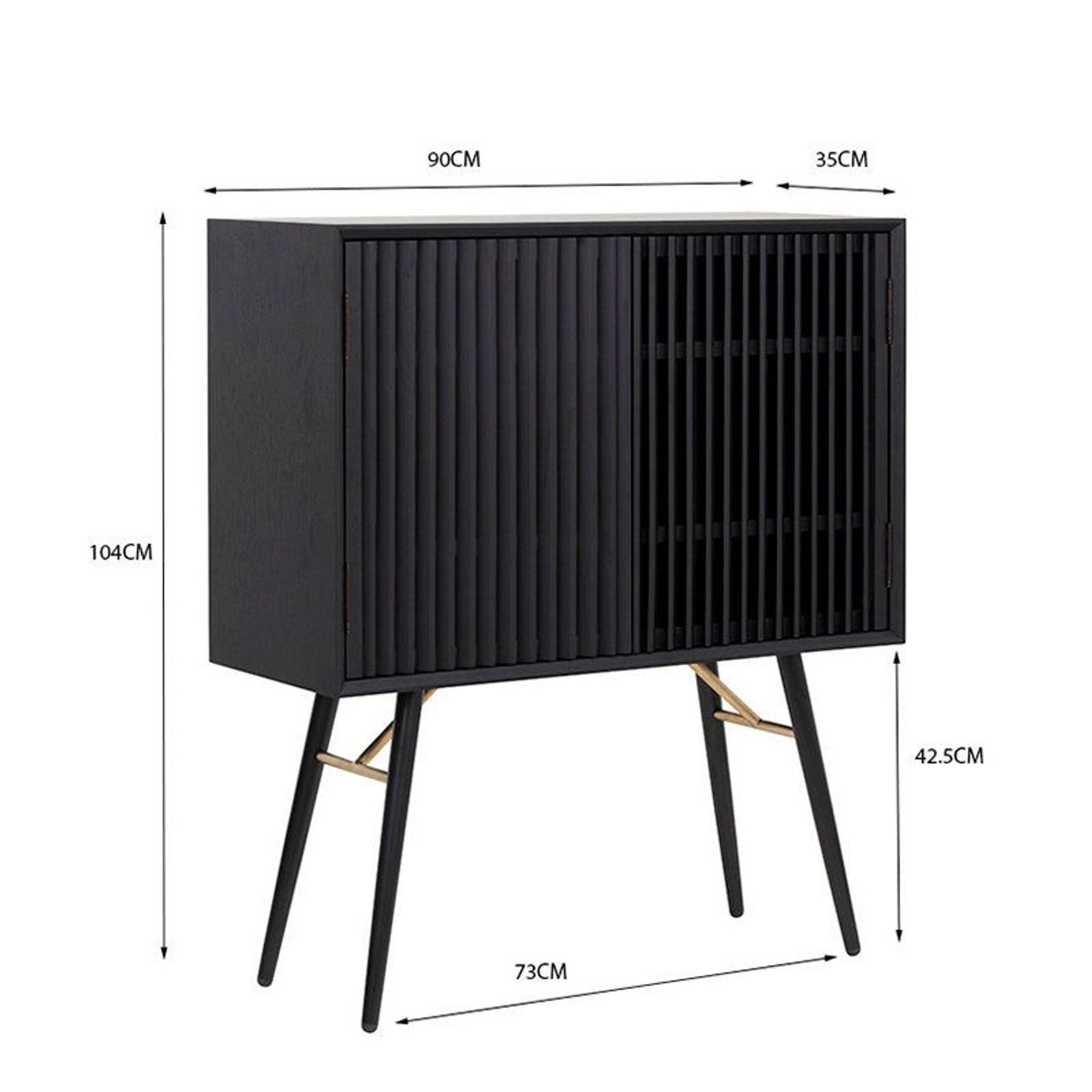 ASLOG Tall Sideboard 90cm - Black gallery detail image