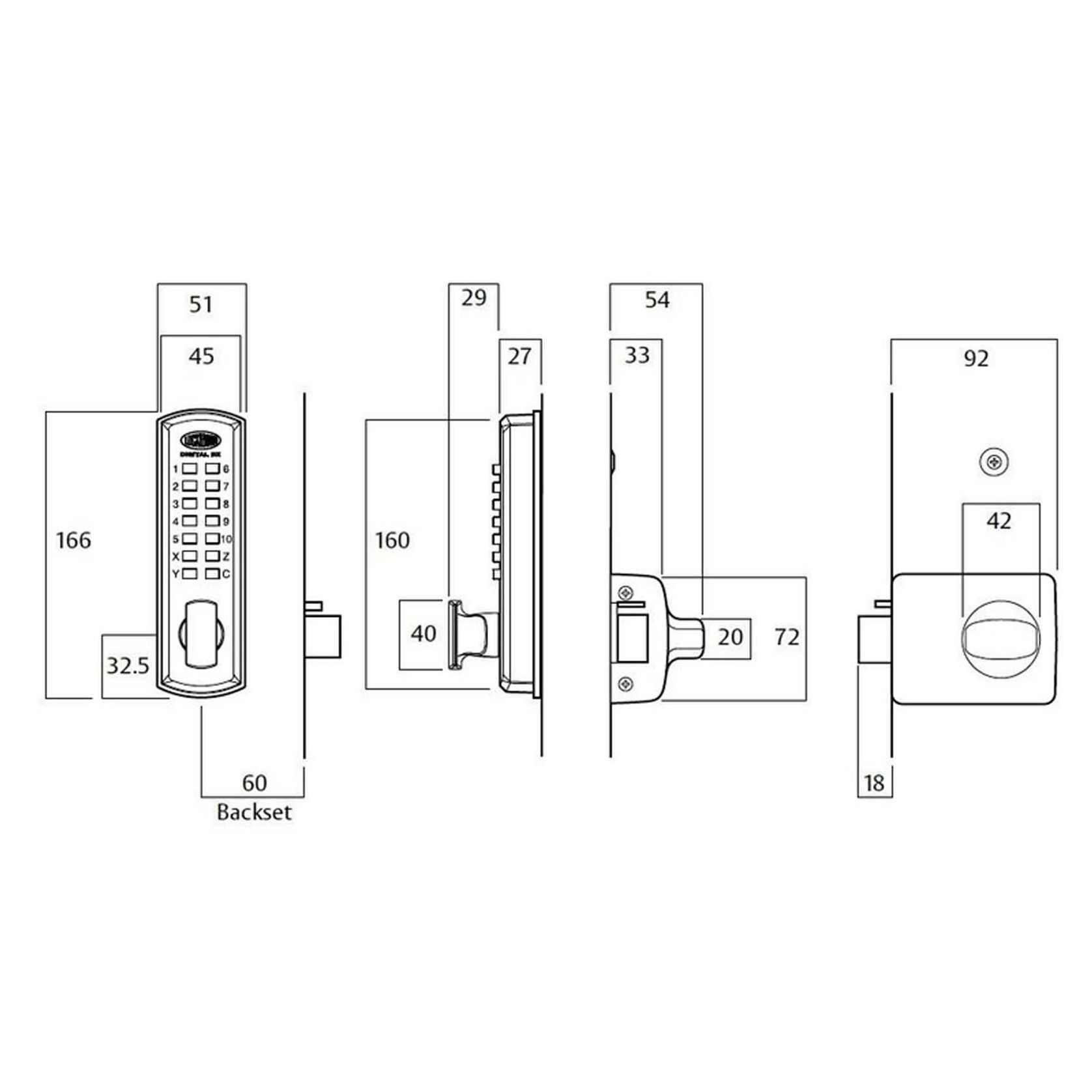 Lockwood Digital Lock Set Knob Timber Frame Strike 002-1DXSC gallery detail image