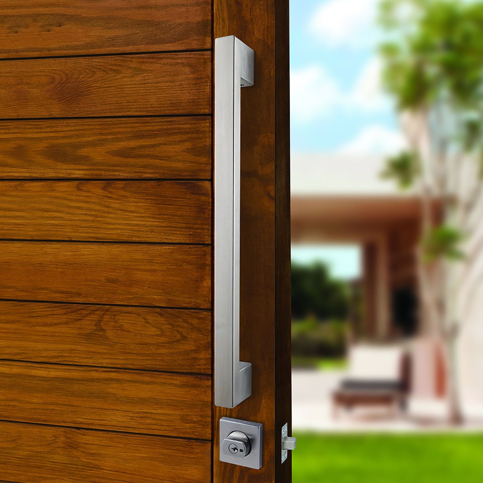Lockwood Paradigm Door Pull Handle with Double Cylinder Deadbolt Satin Stainless Steel 005/DPHBSSS gallery detail image