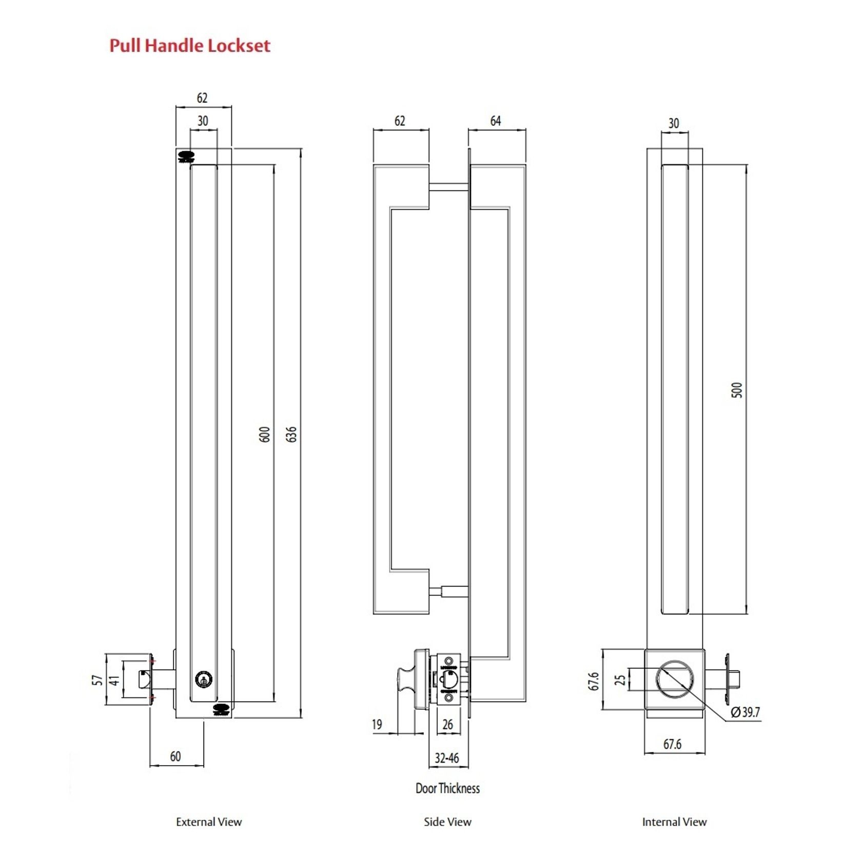 Lockwood Paradigm Door Pull Handle with Double Cylinder Deadbolt Satin Stainless Steel 005/DPHBSSS gallery detail image