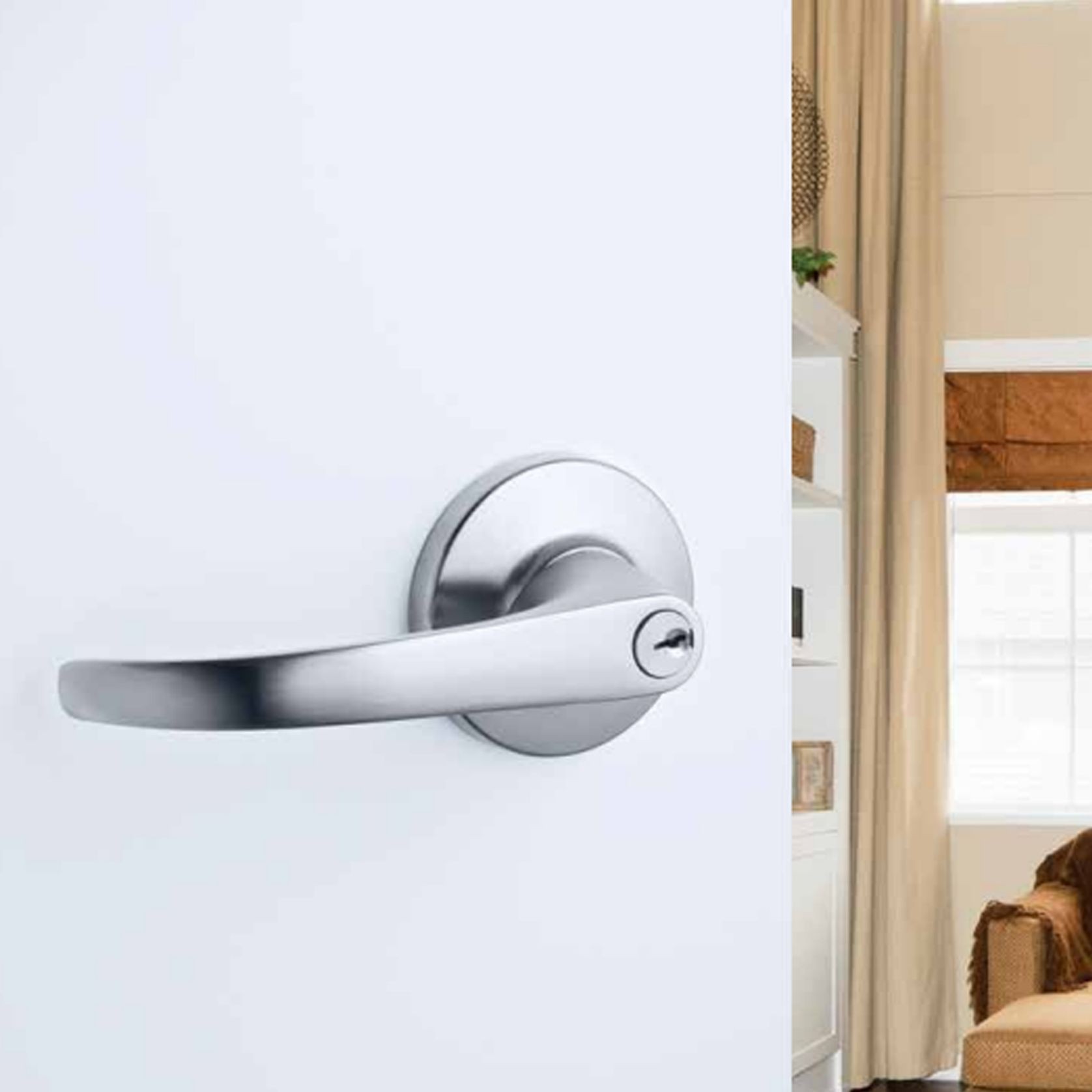 Lockwood 930 Series Entrance Lever Set Satin Chrome Fire Rated 930SC gallery detail image