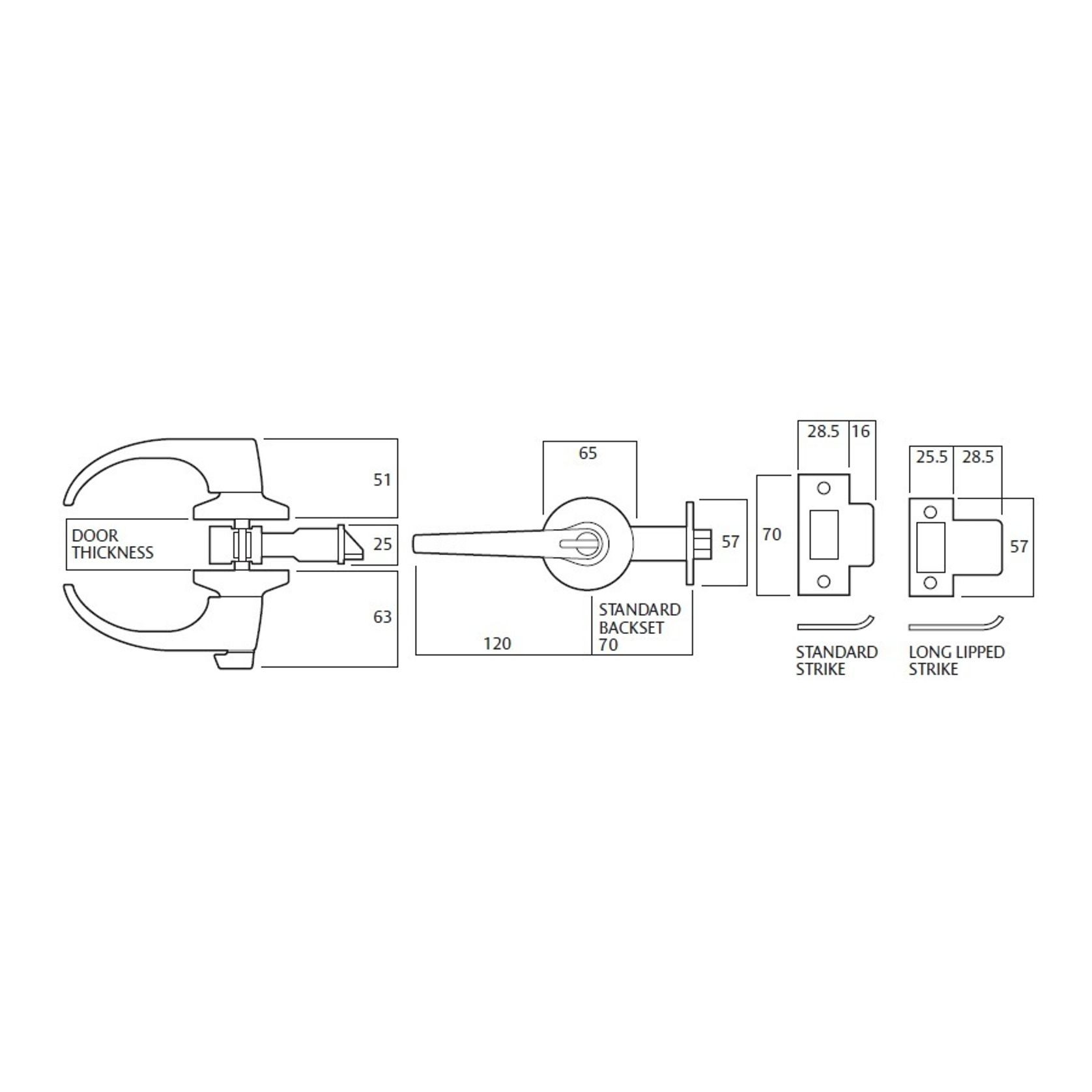 Lockwood Door Lever Passage Set Commercial Grade Fire Rated Satin Chrome 931SC gallery detail image