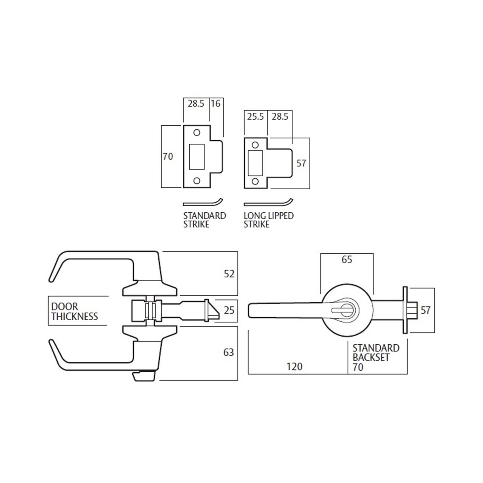 Lockwood Door Lever Privacy Set Commercial Grade Fire Rated Satin Chrome 952SC gallery detail image