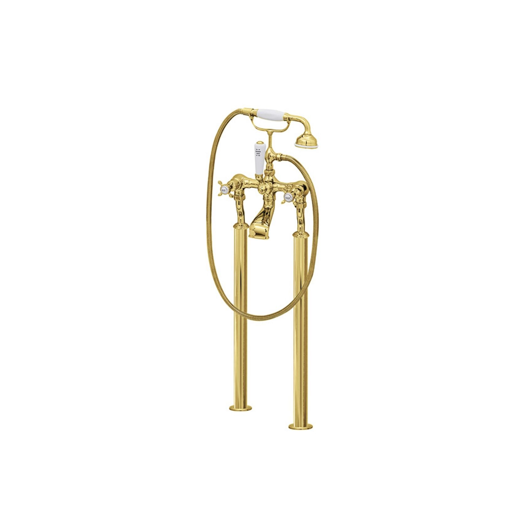 Perrin & Rowe - Bath Filler On Floorlegs With Handshower In Cradle & Crosshead Taps gallery detail image