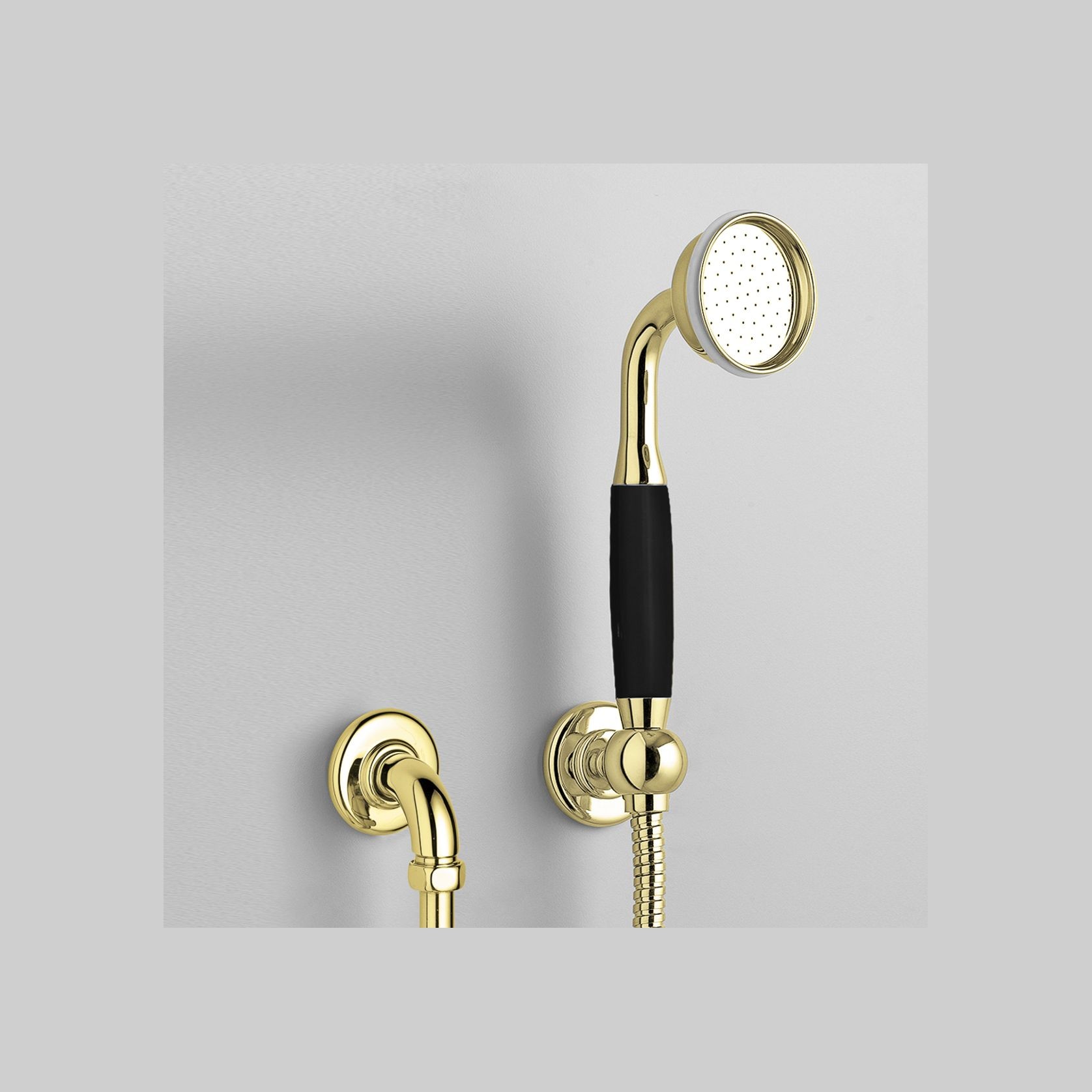 The Water Monopoly - Rockwell Straight Handshower On Hose With Wall Outlet, Parking Bracket & Metal/Coloured Shower Handle gallery detail image