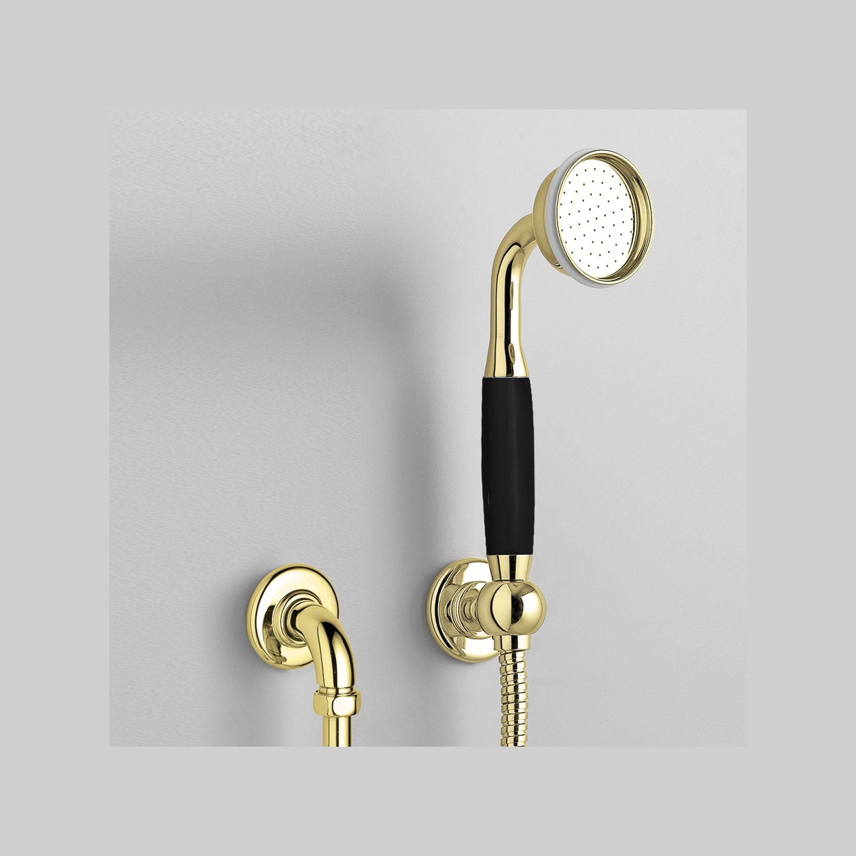 The Water Monopoly - Rockwell Straight Handshower On Hose With Wall Outlet, Parking Bracket & Metal/Coloured Shower Handle gallery detail image