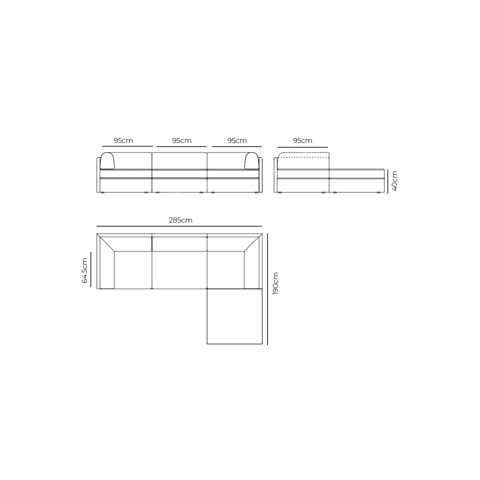 Addy 4 Seater Chaise Sofa gallery detail image